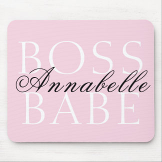 Pink Black White Script Name Boss Babe Mouse Mat