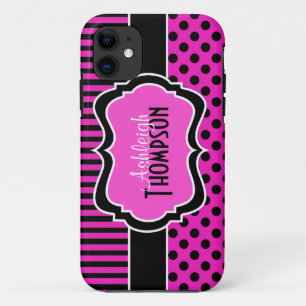 Pink Black White Striped Polka Dots iPhone 5 Case
