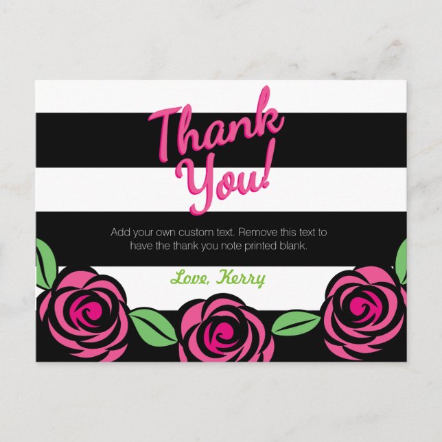Pink, Black, White Thank You Cards (Front)
