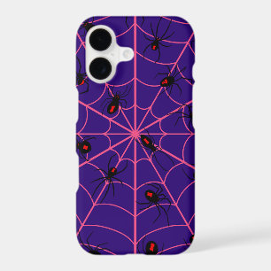 Pink Black Widow Spider Web Art Halloween Pattern