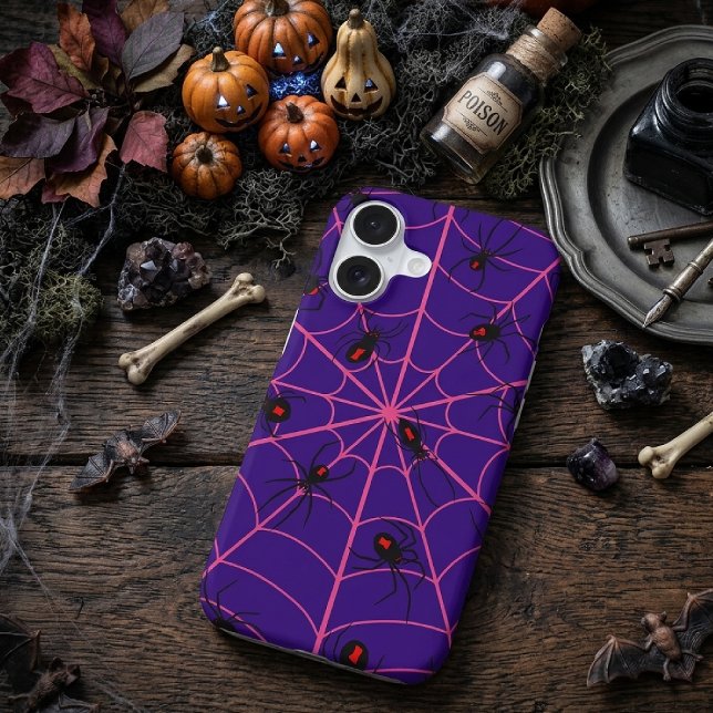 Pink Black Widow Spider Web Art Halloween Pattern (Creator Uploaded)
