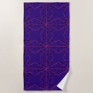 Pink Black Widow Spider Web Art Halloween Pattern Beach Towel