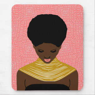  pink Black Woman Looking Down   Tribal Necklace Mouse Mat