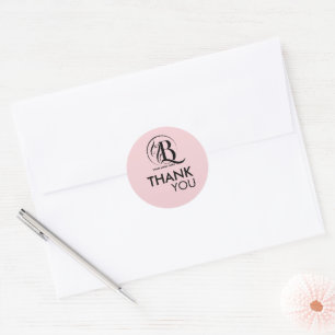 Pink Black Your Logo Thank You Classic Round Sticker
