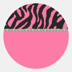 Pink & Black Zebra & Diamonds Address Labels