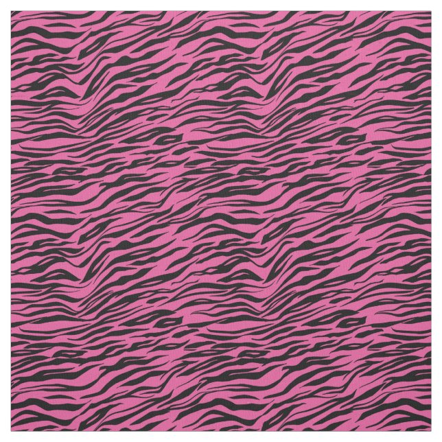 Pink Black Zebra Print Fabric (Swatch)