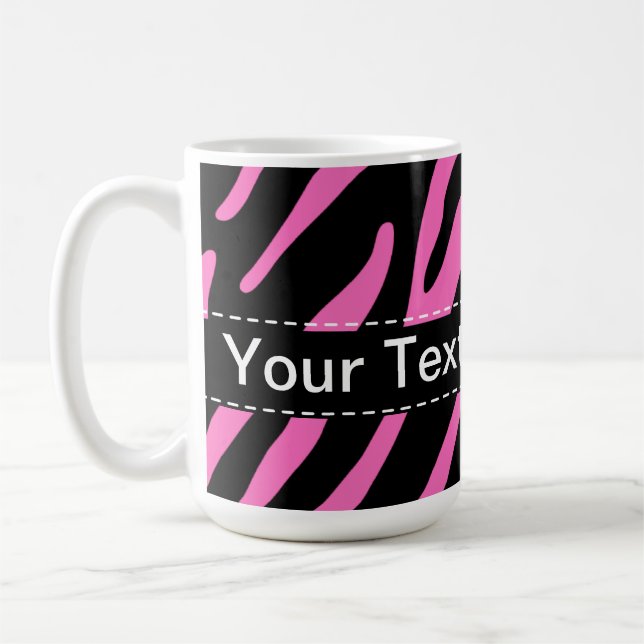 Pink & Black Zebra Stripes; Animal Print Coffee Mug (Left)