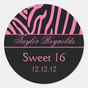 Pink Black Zebra Sweet 16 Sticker