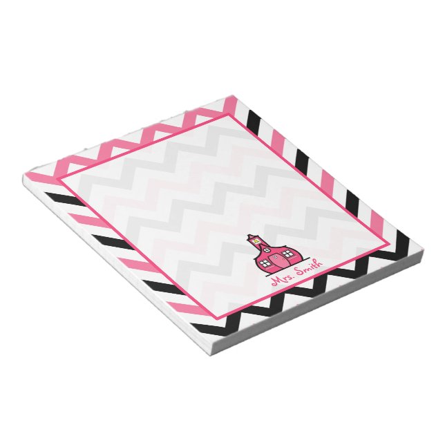 Pink & Black Zigzag Teacher Notepad (Angled)