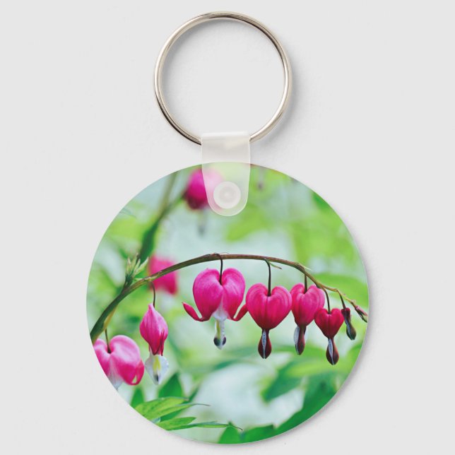 Pink Bleeding heart Flower  Key Ring (Front)