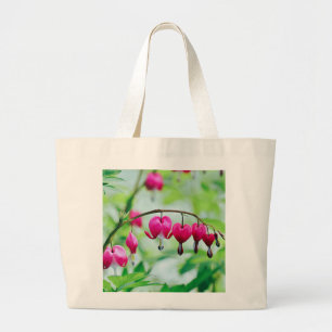 Pink Bleeding heart Flower  Large Tote Bag