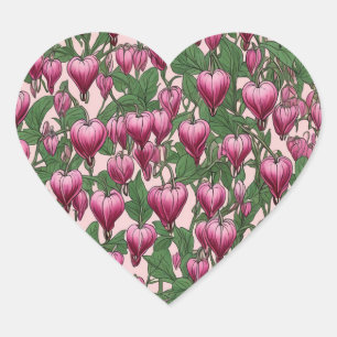 Pink bleeding heart flower pattern sticker