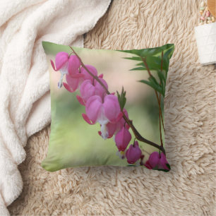 Pink Bleeding Hearts Flower Cushion