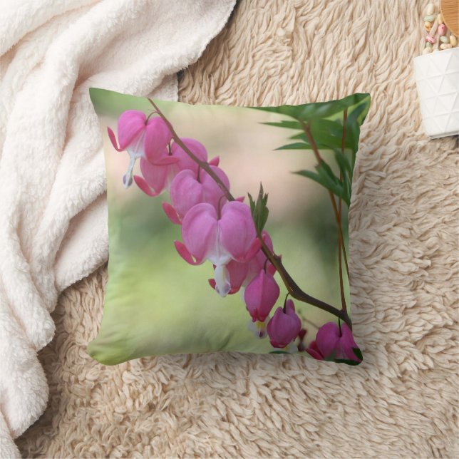 Pink Bleeding Hearts Flower Cushion (Blanket)