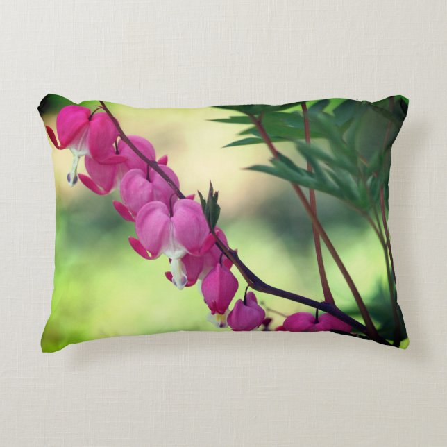 Pink Bleeding Hearts Flower Decorative Cushion (Front)