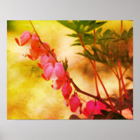 Pink Bleeding Hearts Flowers Distressed Art