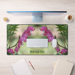 Pink Bleeding Hearts Flowers Personalised Desk Mat