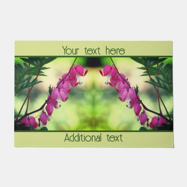 Pink Bleeding Hearts Flowers Personalised Doormat (Front)