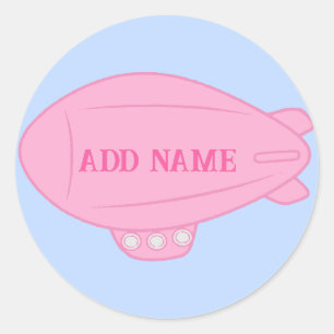 Pink Blimp Balloon In Blue Sky Custom Sticker