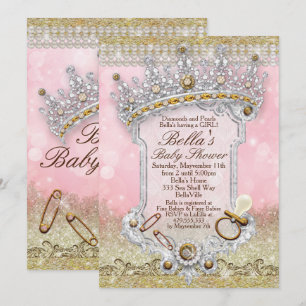 Pink Bling Glitter Baby Shower Invitations