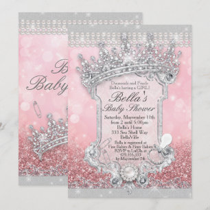 Pink Bling Glitter Baby Shower Invitations