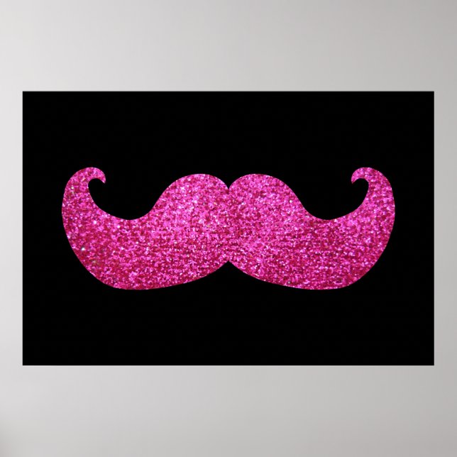 Pink Bling Moustache (Faux Glitter Graphic) Poster (Front)