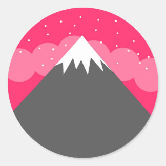 Pink Bliss Mountain Scene Classic Round Sticker
