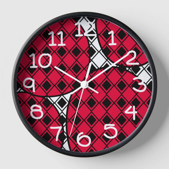 Pink Blob Harlequin  Clock (Front)