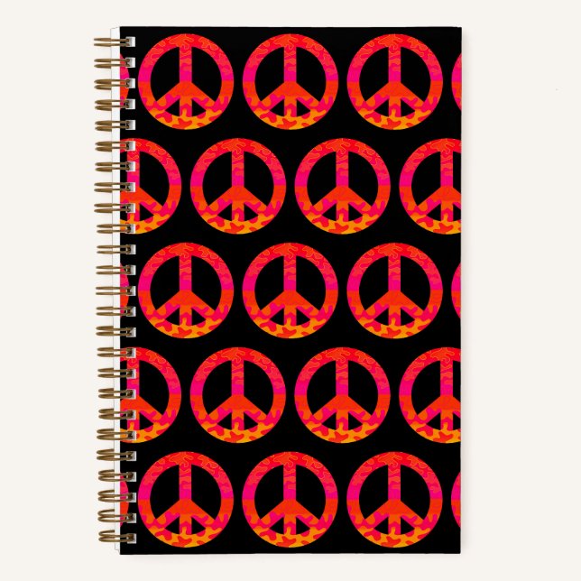 Pink blobs Peace Symbol Notebook (Front)