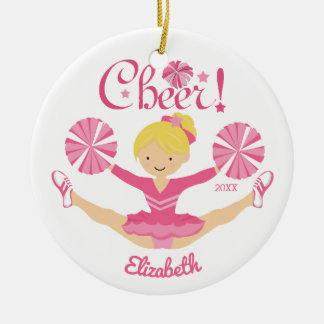 Pink Blonde Cheerleader Personalised Ornament