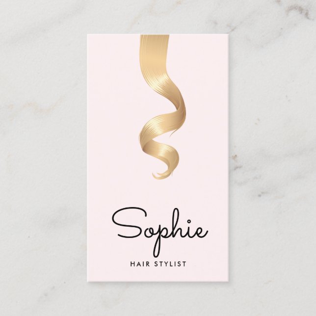 Pink Blonde Hair Curl Salon Hair Stylist Salon Business Card (Front)