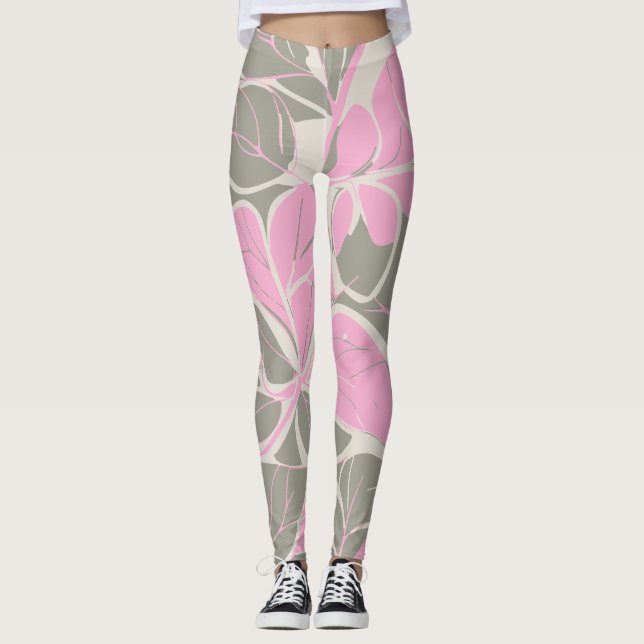 Pink Bloom Abstract Leggings (Front)