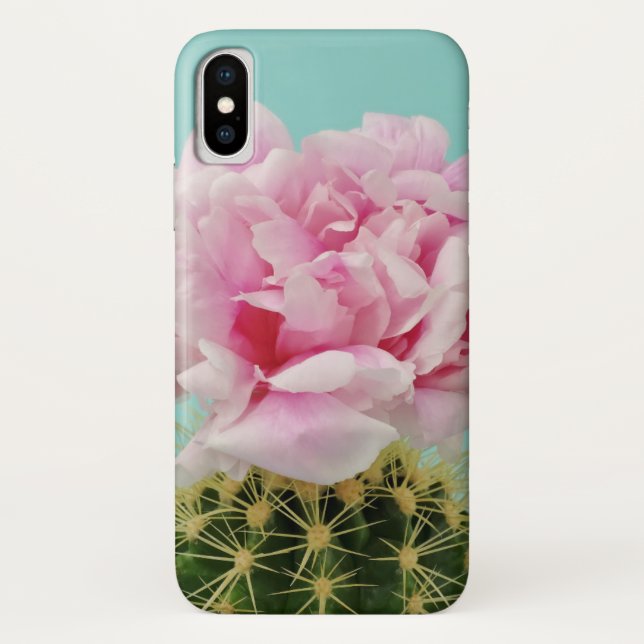 Pink Bloom Atop Spiky Cactus Case-Mate iPhone Case (Back)