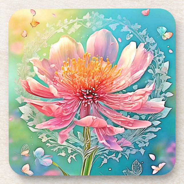 Pink Bloom Butterfly Dream Coaster (Front)
