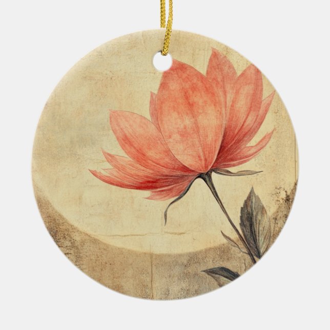 Pink Bloom & Moonlit Serenity Ceramic Tree Decoration (Front)