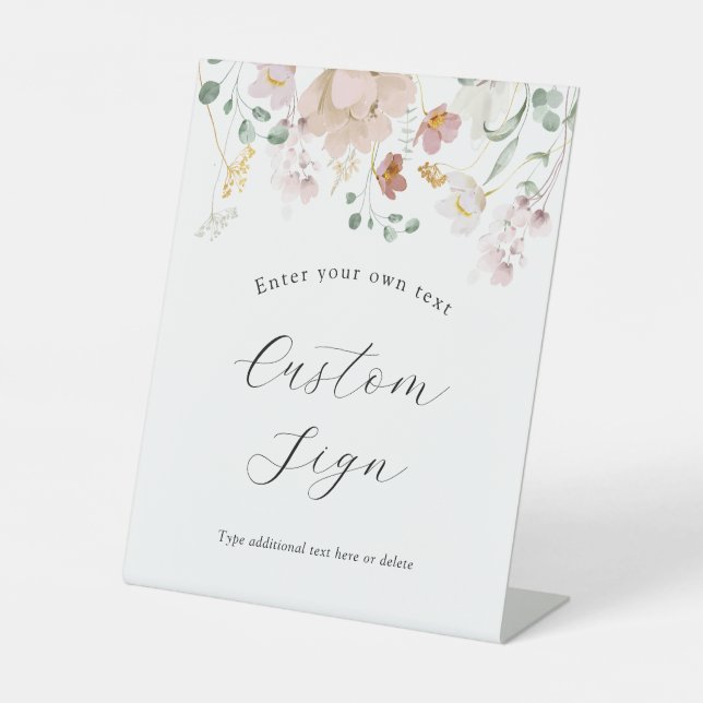 Pink Blooming Flowers Custom Text Sign (Front)