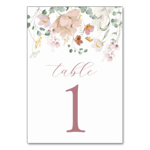 Pink Blooming Flowers Table Number