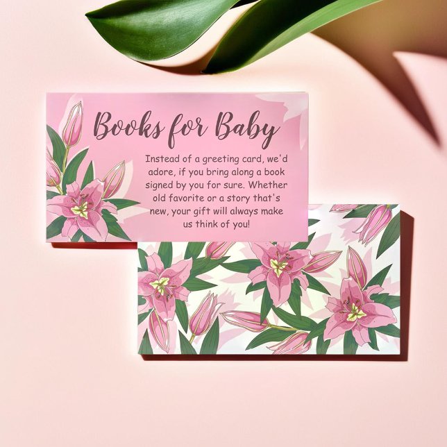 Pink Blooming Lily Books for Baby Enclosure Card (Pink Blooming Lily Books for Baby Enclosure Card)