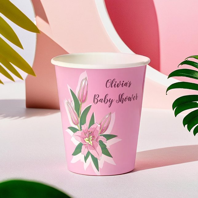 Pink Blooming Lily Paper Cups (Pink Blooming Lily Paper Cups)