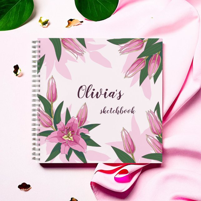 Pink Blooming Lily Sketchbook Notebook (Pink Blooming Lily Sketchbook Notebook)