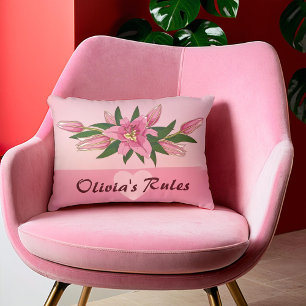 Pink Blooming Lily Sweet Heart  Decorative Cushion