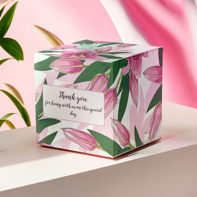 Pink Blooming Lily Thank you / Welcome Favour Box (Pink Blooming Lily Thank you / Welcome Favor Boxes)
