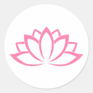 Pink Blooming Lotus Flower symbol Classic Round Sticker