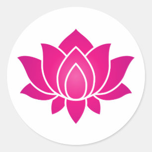 Pink Blooming Lotus Flower symbol Classic Round Sticker