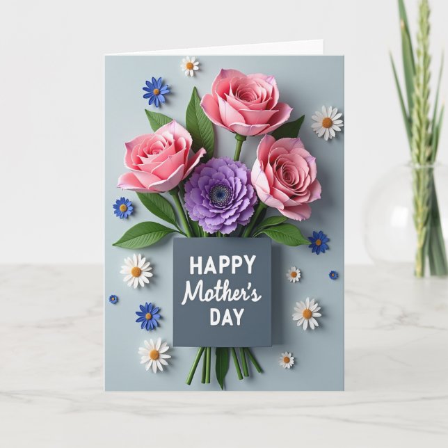 Pink Blooms Celebration Card (Front)