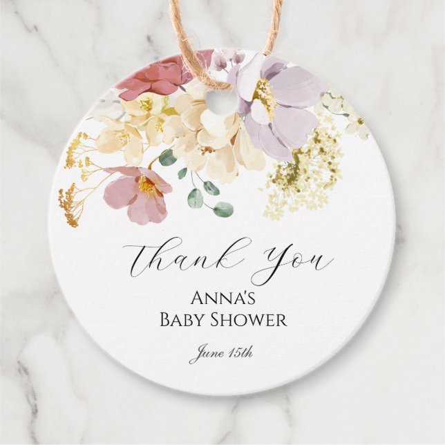 Pink Blooms Favour Tag (Front)