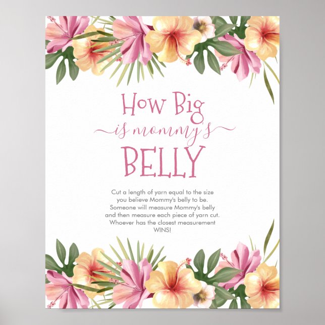 Pink Blooms Floral How Big is Mummy's Belly Game Poster (Front)