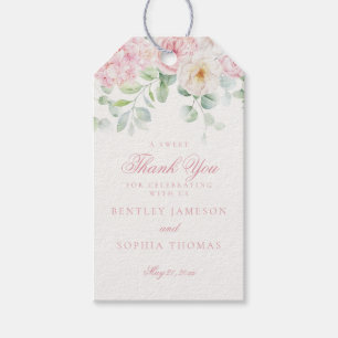 Pink Blooms Floral Hydrangea Wedding Favour Gift Tags