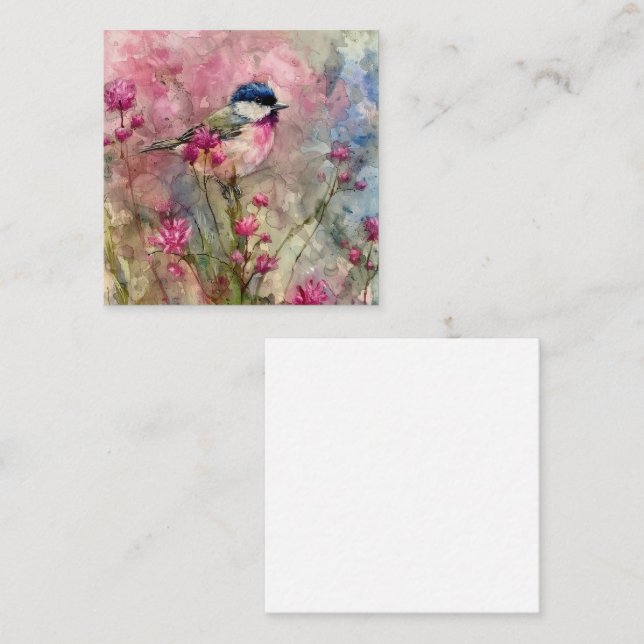 Pink Blossom Bird Watercolor Card (Front/Back)