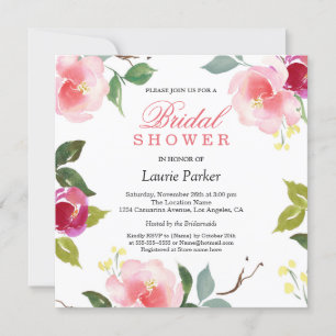 Pink Blossom Botanical Bridal Shower Invitation